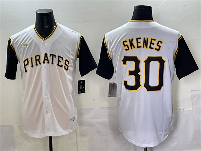 Men's Pittsburgh Pirates #30 Paul Skenes White Cool Base Stitched Jersey