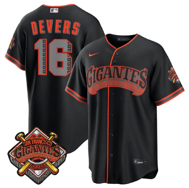 Men's San Francisco Giants #16 Rafael Devers Black 2026 Alternate Stadium Stitched Baseball Jersey
