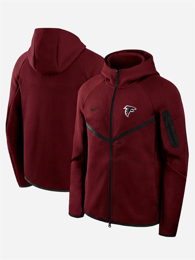 Men's Atlanta Falcons Red Tech Fleece Full-Zip Windrunner Hoodie