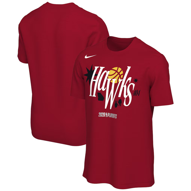 Men's Atlanta Hawks Red 2026 Playoffs Mantra T-Shirt