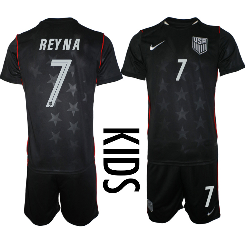 Youth United States #7 Gio Reyna Black 2026 Away Soccer Jersey Suit