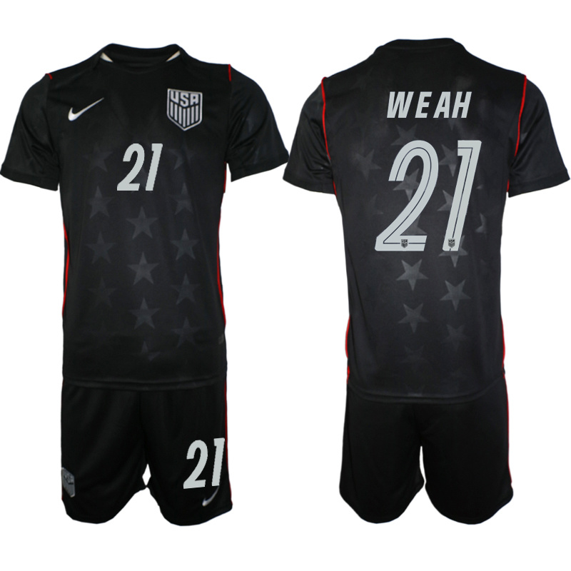 Men's United States #21 Weah Black 2026 Away Soccer Jersey Suit