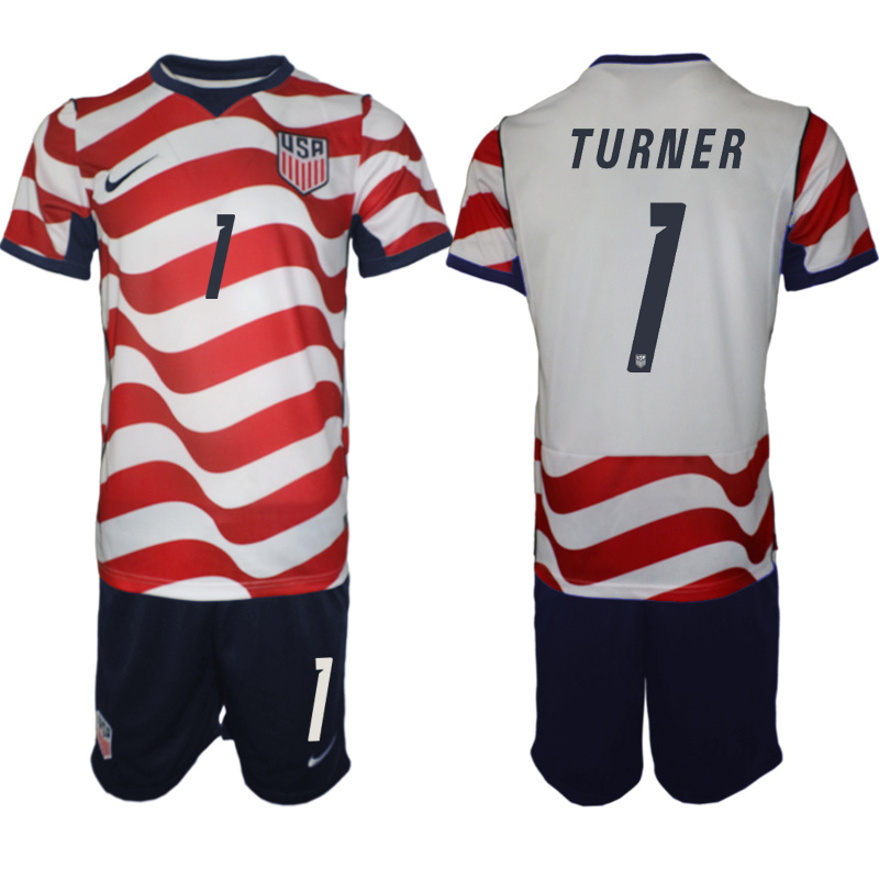 Men's United States #1 Turner White Red 2026 Home Soccer Jersey Suit
