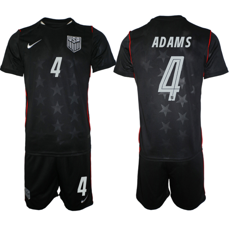 Men's United States #4 Adams  Black 2026 Away Soccer Jersey Suit