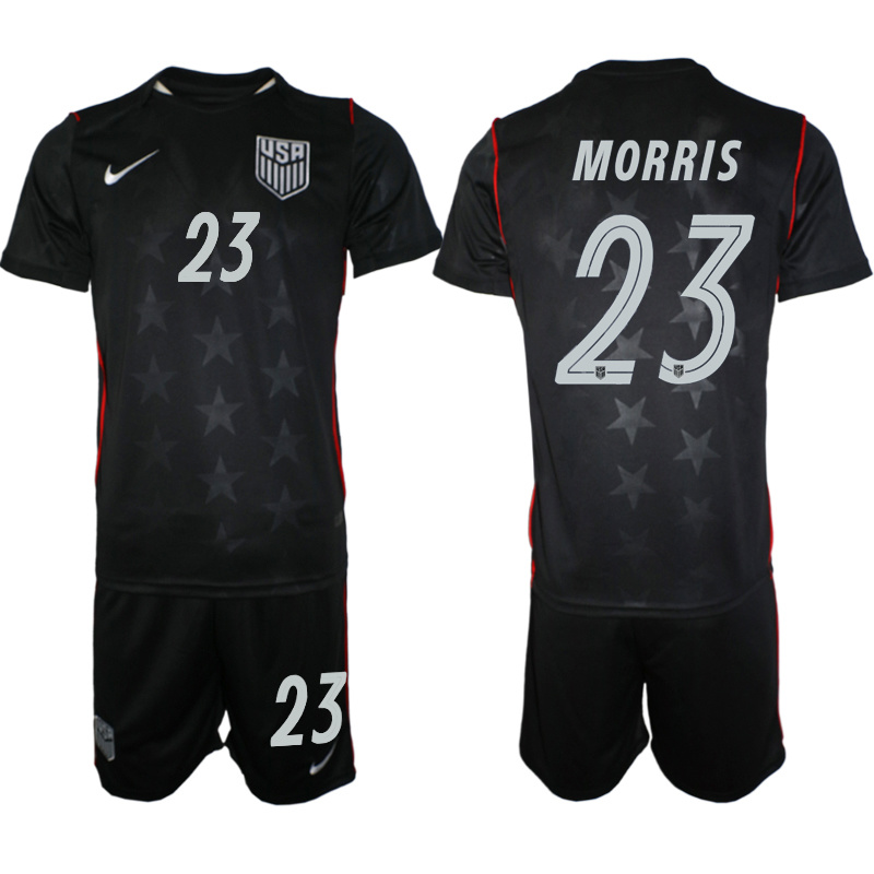Men's United States #23 Morris Black 2026 Away Soccer Jersey Suit