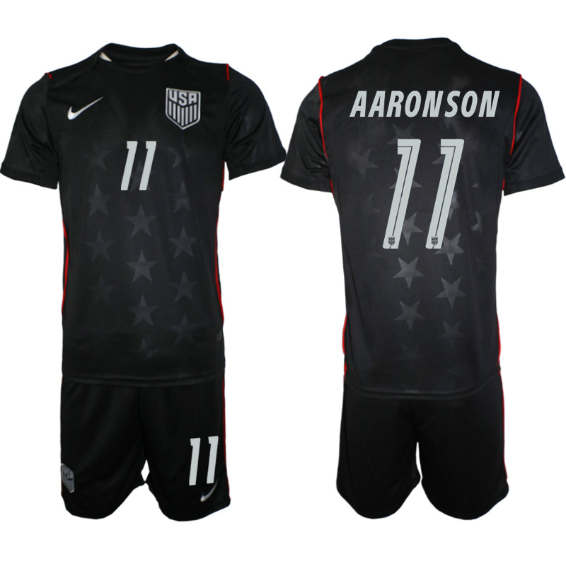 Men's United States #11 Aaronson  Black 2026 Away Soccer Jersey Suit