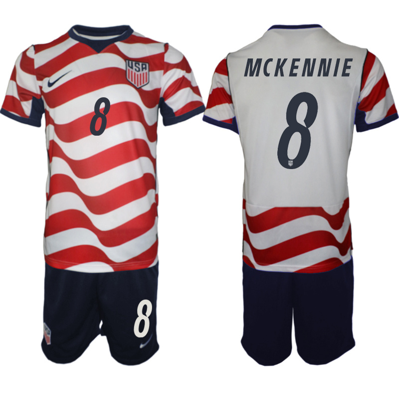 Men's United States #8 McKennie  White Red 2026 Home Soccer Jersey Suit