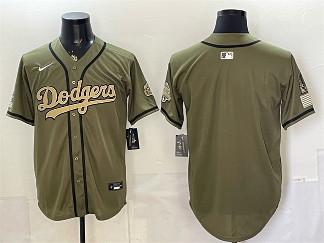 Men's Los Angeles Dodgers Blank Olive 2026 Armed Forces Day Stitched Baseball  Jersey