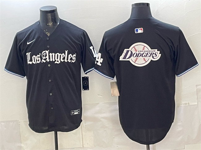 Men's Los Angeles Dodgers Team Big Logo Black 'Gothic Edition' Vapor Premier Limited Stitched Baseball Jersey