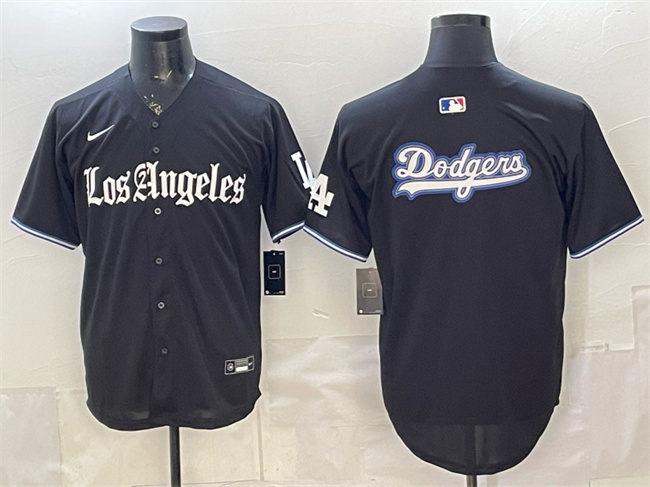 Men's Los Angeles Dodgers Team Big Logo Black 'Gothic Edition' Vapor Premier Limited Stitched Baseball  Jersey