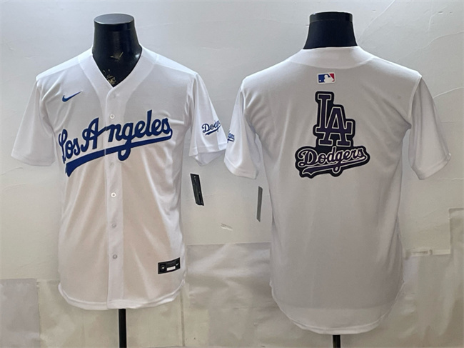 Men's Los Angeles Dodgers Team Big Logo White Alternate Stadium Stitched   Baseball Jersey