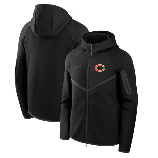 Men's Chicago Bears Black Tech Fleece Full-Zip Windrunner Hoodie