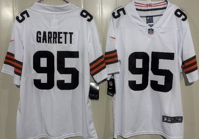 Men's Cleveland Browns #95 Myles Garrett White 2025 Draft Vapor Untouchable Limited Stitched Football Jersey