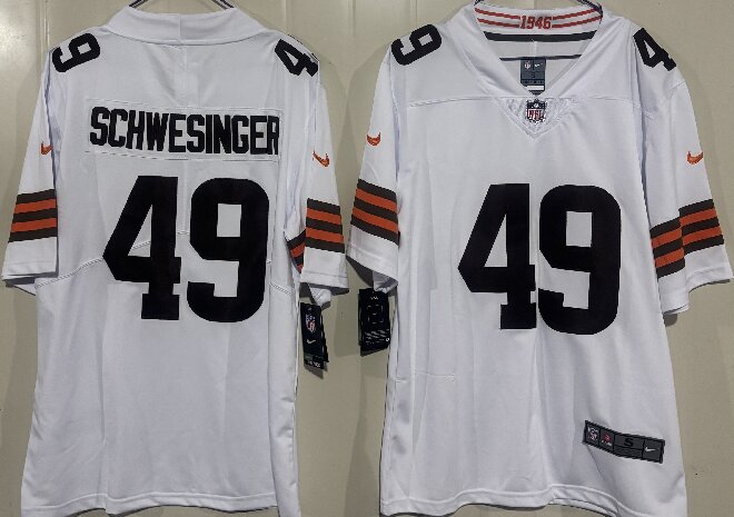 Men's Cleveland Browns #49 Carson Schwesinger White 2026 Vapor Limited Stitched Football Jersey
