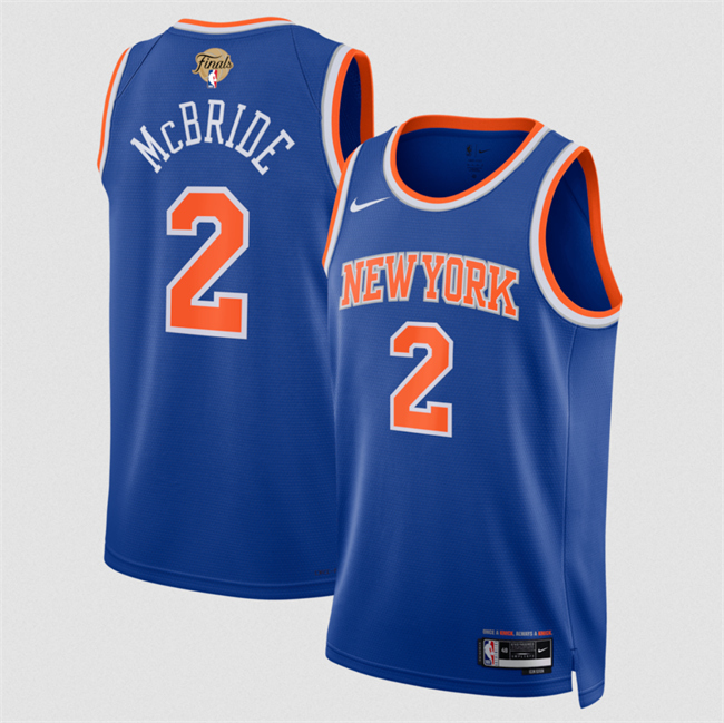 Men's New Yok Knicks #2 Miles McBride Blue 2026 Finals Patch Icon Edition Stitched Basketball Jersey