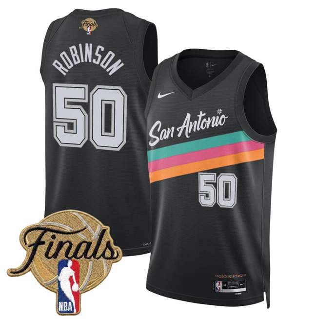 Men's San Antonio Spurs #50 David Robinson Black 2026 Finals Patch City Edition Stitched Basketball Jersey