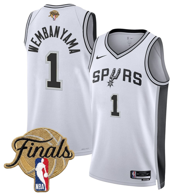 Men's San Men's San Antonio Spurs #1 Victor Wembanyama White 2026 Finals Patch Association Edition Stitched Basketball JerseySpurs #11 Carter Bryant Black Icon Edition Stitched Basketball Jersey