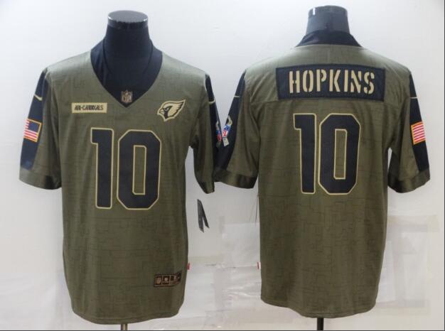 Men's Arizona Cardinals 10 DeAndre Hopkins Nike Olive 2021 Salute To Service Limited Player Jersey