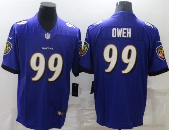 Men's Baltimore Ravens#99 Jayson Oweh  Purple Limited Jersey